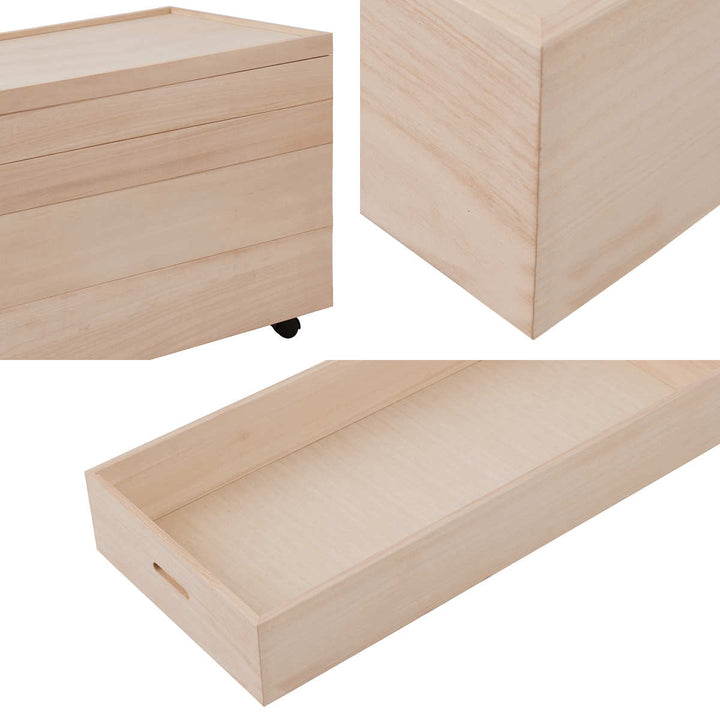 桐衣装ケース4段衣装箱キャスター付隅金具なし高さ51cm