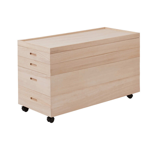 桐衣装ケース4段衣装箱キャスター付隅金具なし高さ51cm