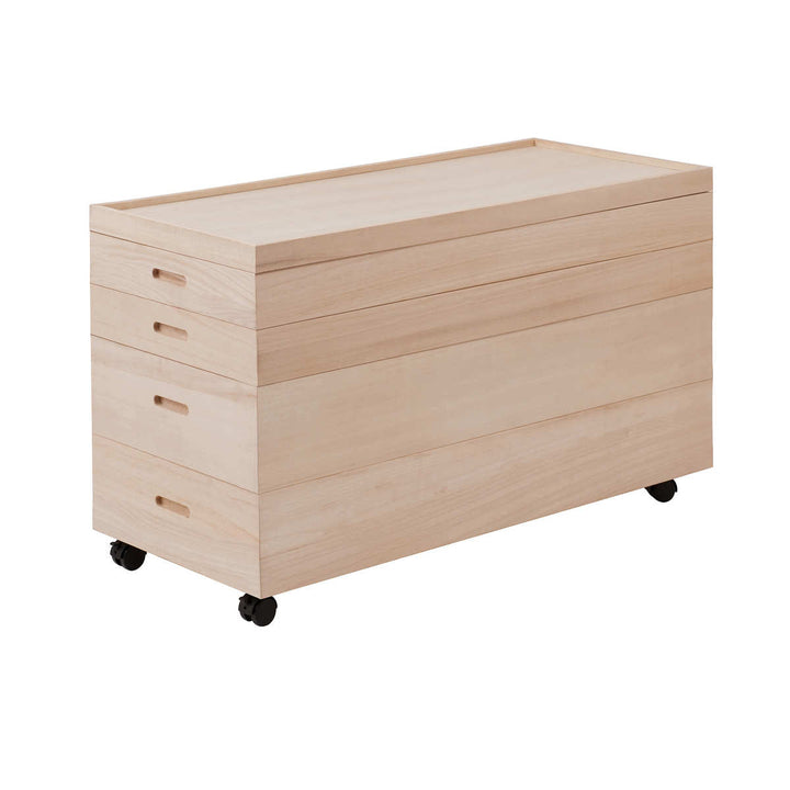 桐衣装ケース4段衣装箱キャスター付隅金具なし高さ51cm