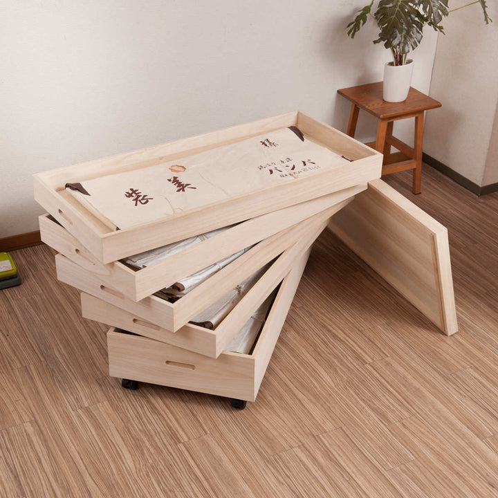 桐衣装ケース5段衣装箱キャスター付隅金具なし高さ54cm