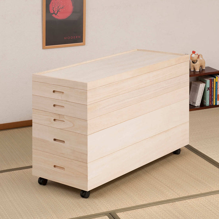 桐衣装ケース5段衣装箱キャスター付隅金具なし高さ59cm