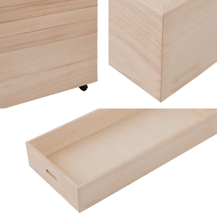 桐衣装ケース5段衣装箱キャスター付隅金具なし高さ59cm