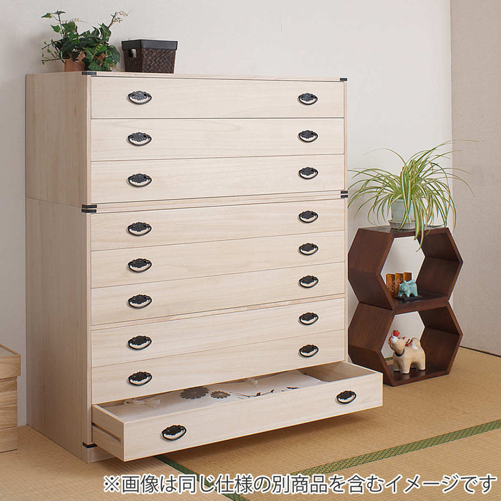 桐タンス幅99.5cm3段上置き兼用桐収納衣装箱引出し日本製完成品