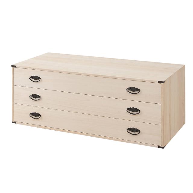 桐タンス幅99.5cm3段上置き兼用桐収納衣装箱引出し日本製完成品