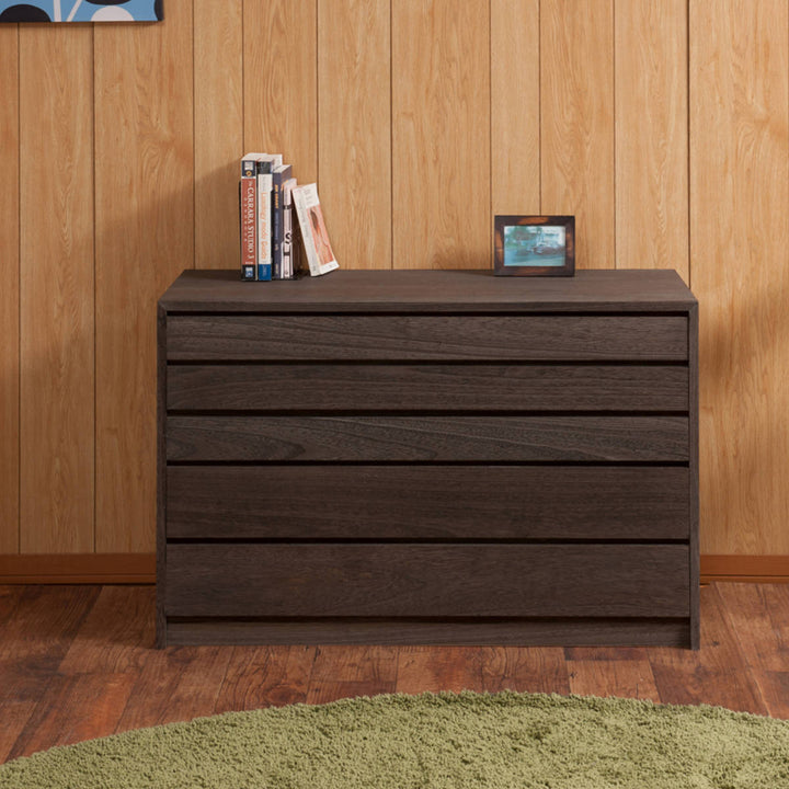 モダン桐タンス5段桐チェスト焼桐仕上げ幅100cm