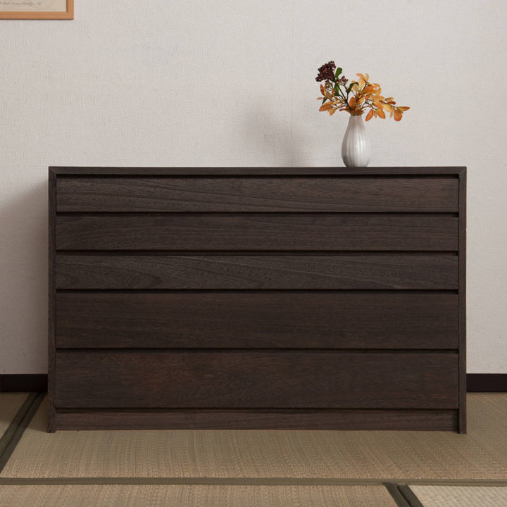 モダン桐タンス5段桐チェスト焼桐仕上げ幅100cm