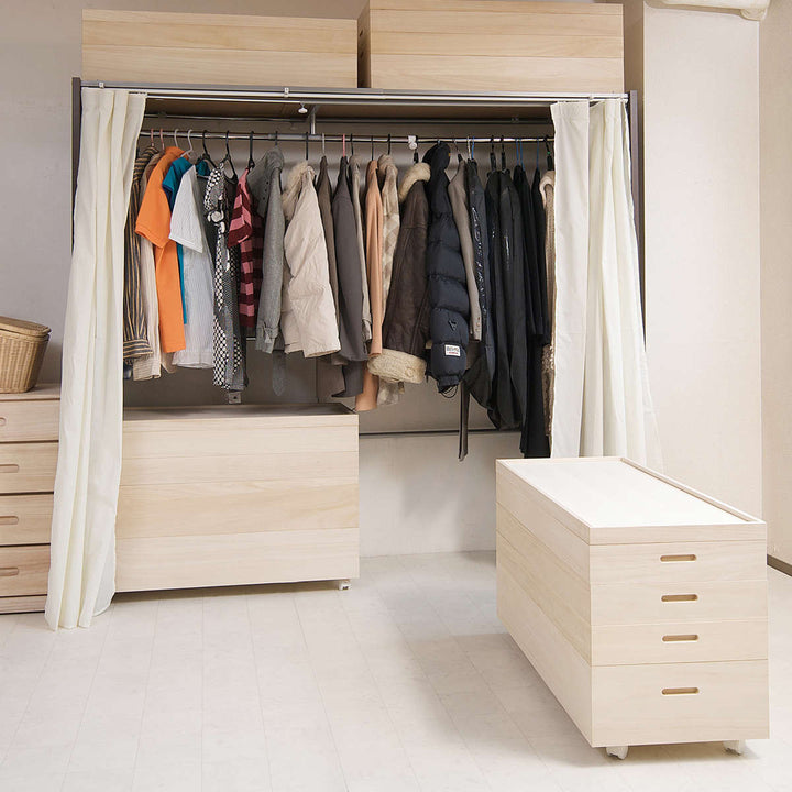 桐衣装ケース4段キャスター付日本製高さ55cm