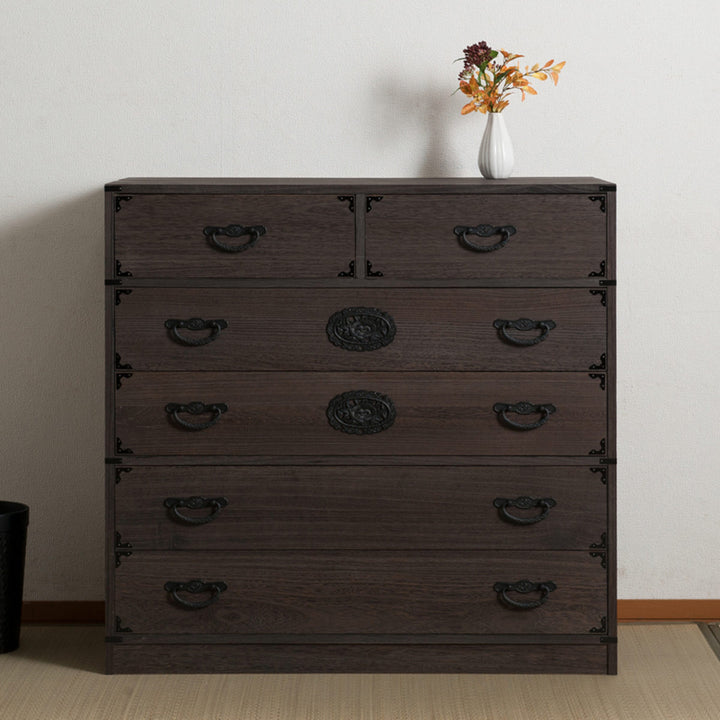 焼桐タンス5段民芸調桐箪笥日本製幅100cm