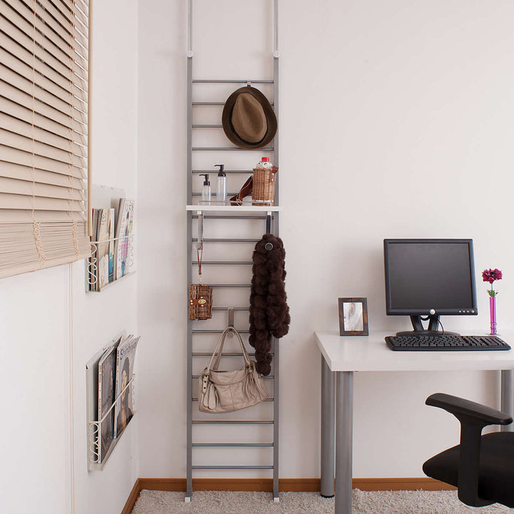 突っ張りラダーラック幅40cm棚付日本製