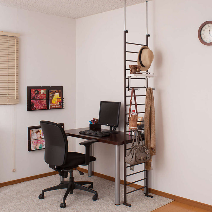 突っ張りラダーラック幅40cm棚付日本製