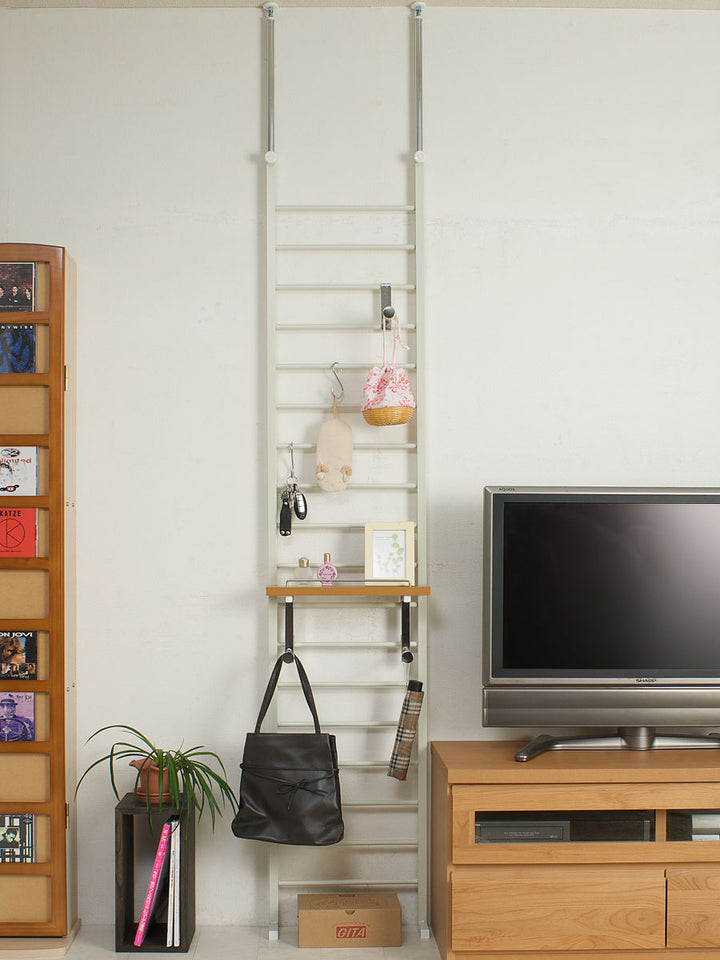 突っ張りラダーラック幅40cm棚付日本製