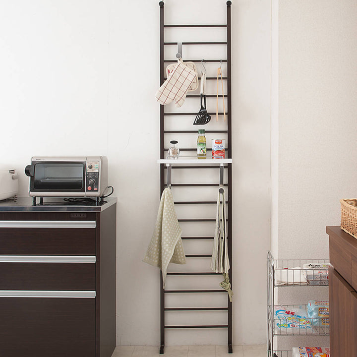 突っ張りラダーラック幅40cm棚付日本製