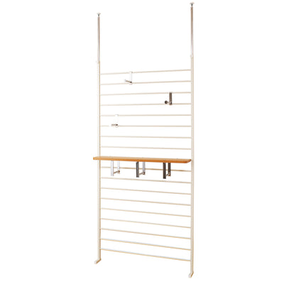 突っ張り ラダーラック 幅95cm 棚付 アイボリー 日本製