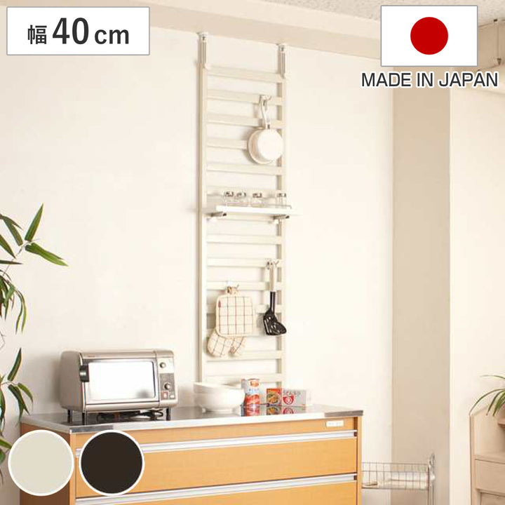 棚上突っ張りラダーラック幅40cm棚1枚フック3個付日本製