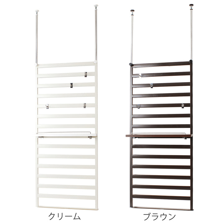 棚上突っ張りラダーラック幅60cm棚1枚フック4個付日本製