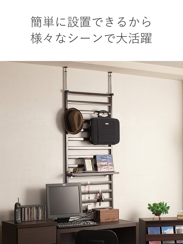棚上突っ張りラダーラック幅60cm棚1枚フック4個付日本製