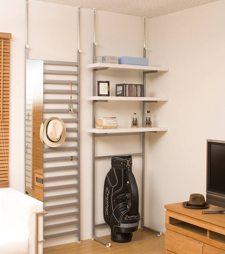 突っ張りパーテーション幅60cmミラー付き日本製