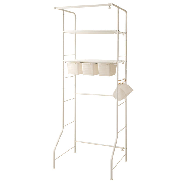 ランドリーラック幅69-100cm棚板2段・小物カゴ3個付き日本製