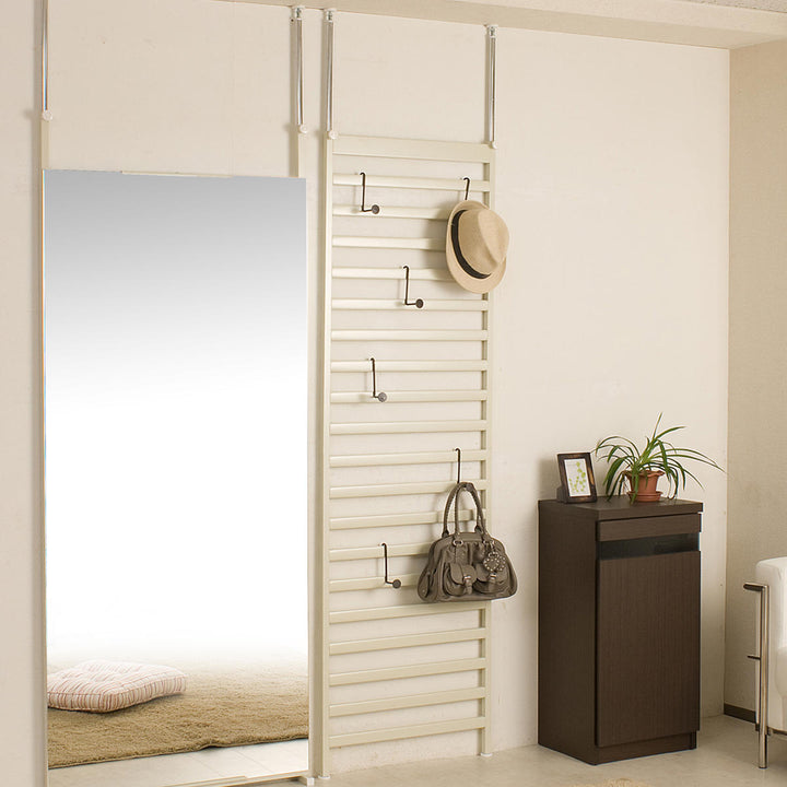 突っ張りラダーラック幅60cmクリームスチール日本製