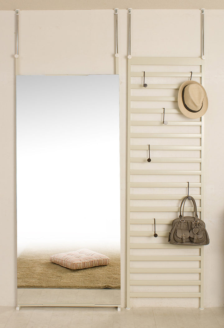 突っ張りラダーラック幅60cmクリームスチール日本製