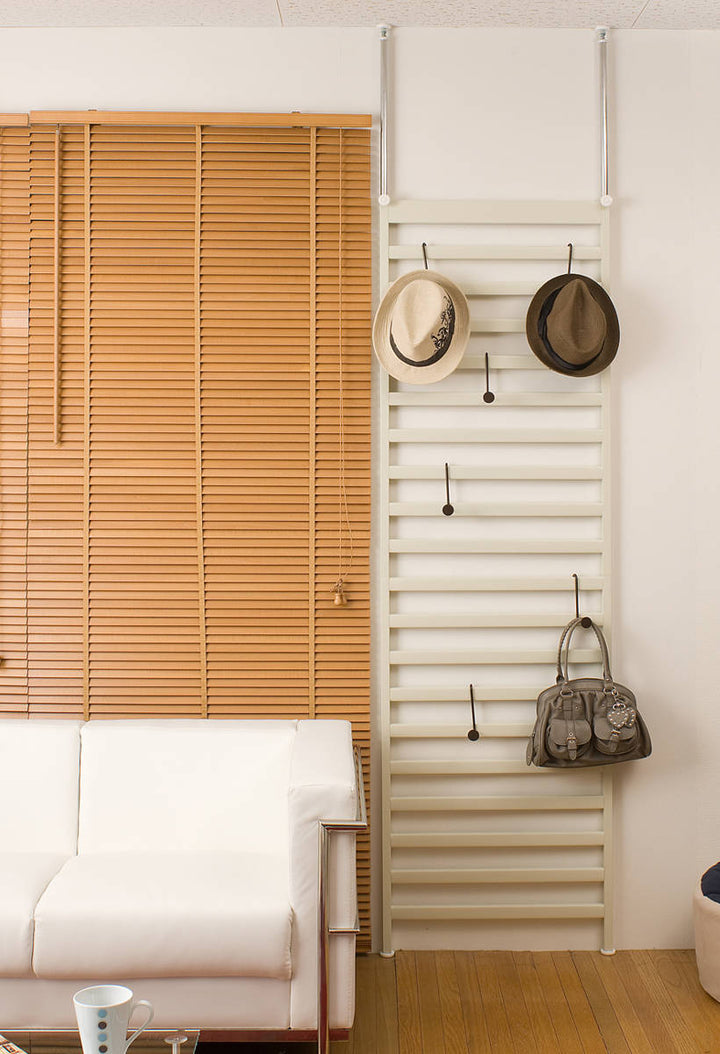 突っ張りラダーラック幅60cmクリームスチール日本製