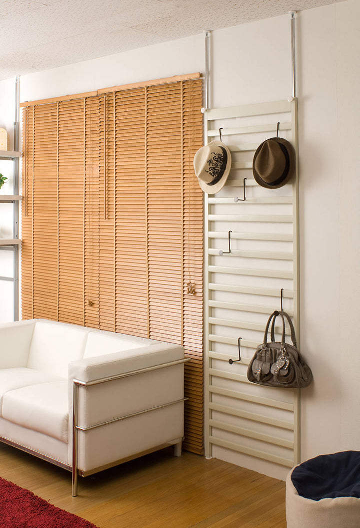 突っ張りラダーラック幅60cmクリームスチール日本製