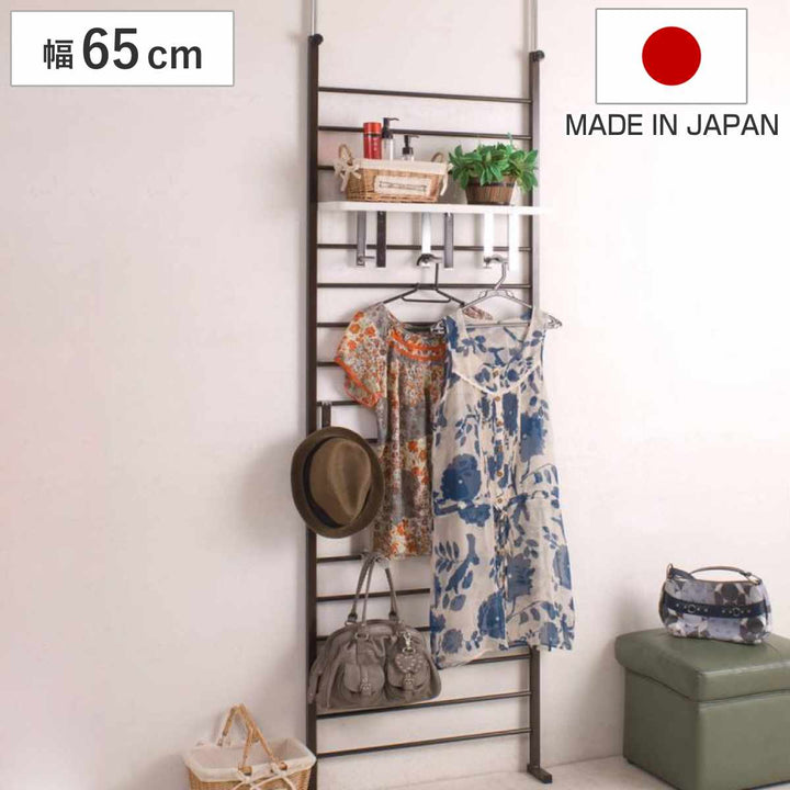 突っ張りラダーラック棚付幅65cm
