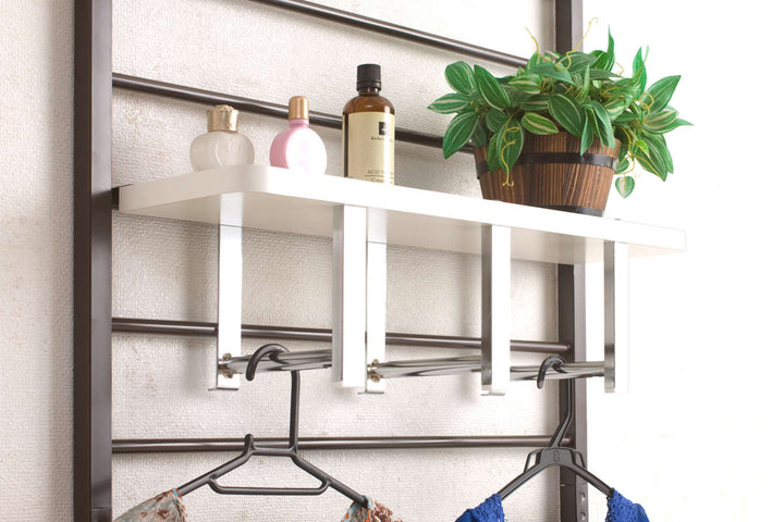 突っ張りラダーラック棚付幅65cm