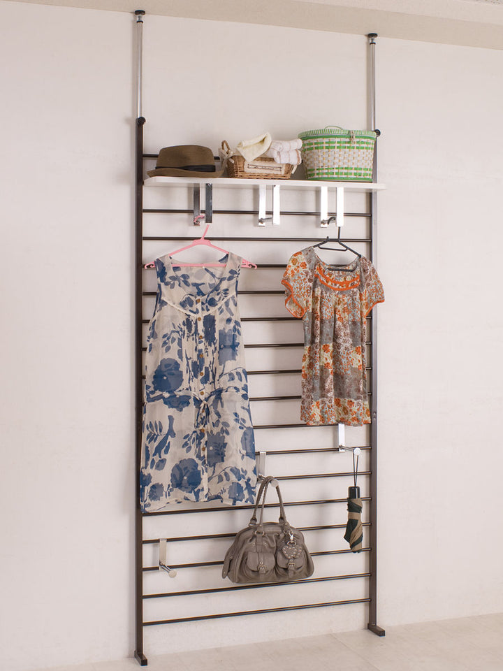 突っ張りラダーラック棚付き幅95cm