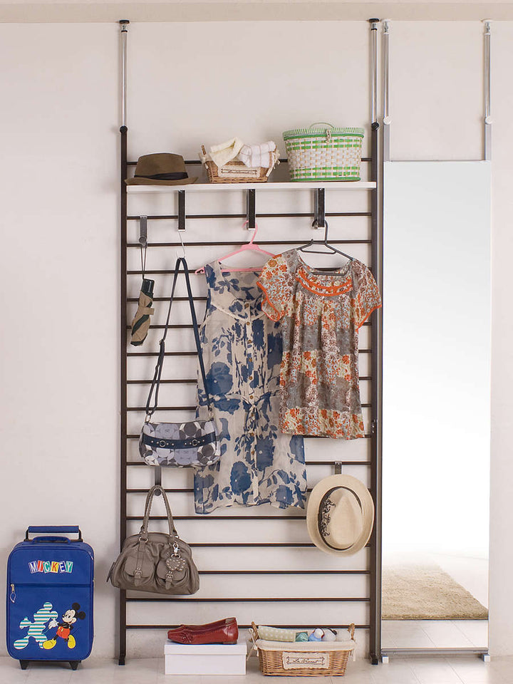 突っ張りラダーラック棚付き幅95cm