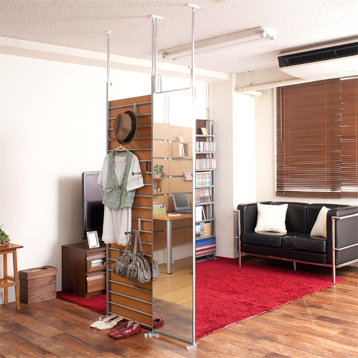 突っ張り間仕切り両面ミラー幅40cm日本製