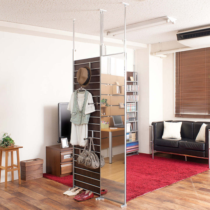 突っ張り間仕切り両面ミラー幅40cm日本製