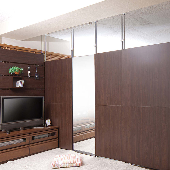 突っ張り間仕切り両面ミラー幅40cm日本製