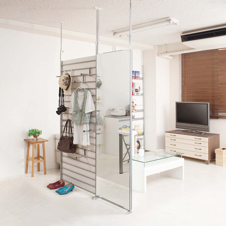 突っ張り間仕切り両面ミラー幅60cm日本製