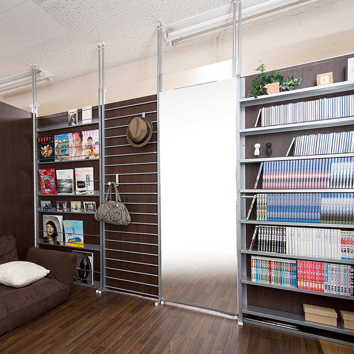 突っ張り間仕切り両面ミラー幅60cm日本製