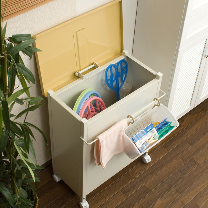 ベランダボックス奥行31.5cm小物収納カゴ付キャスター付