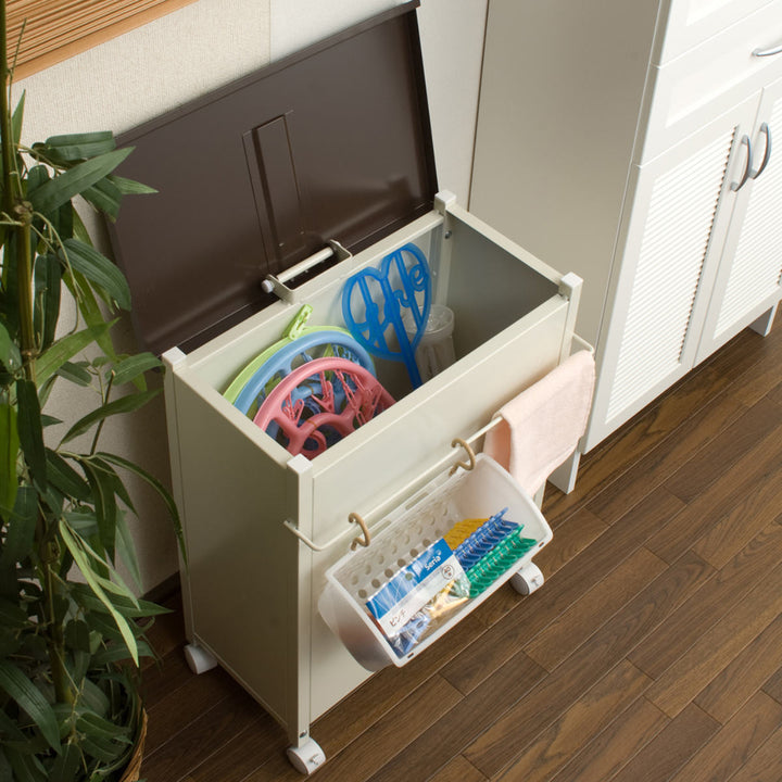 ベランダボックス奥行31.5cm小物収納カゴ付キャスター付