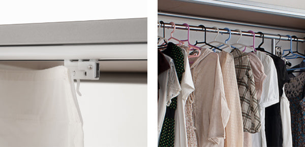 伸縮クローゼット最大幅125cmハンガーラックカーテン付き日本製