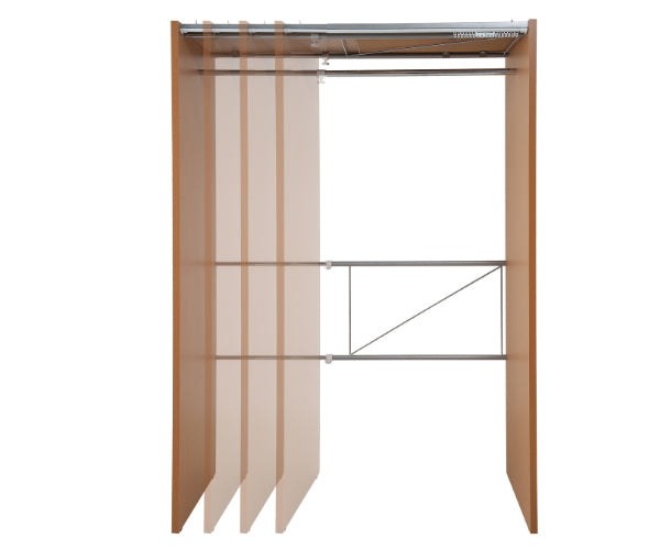 伸縮クローゼット最大幅125cmハンガーラックカーテン付き日本製