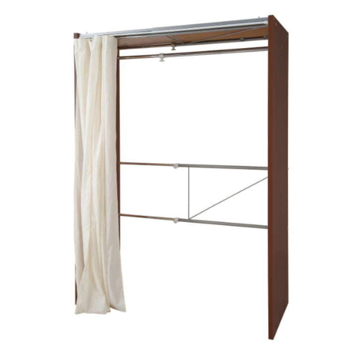 伸縮クローゼット最大幅125cmハンガーラックカーテン付き日本製