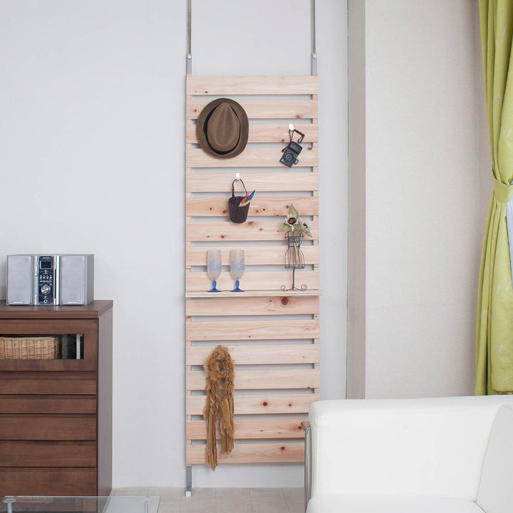 突っ張りラックひのき製幅60cm