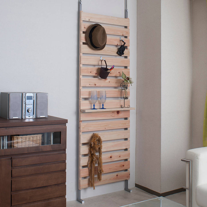 突っ張りラックひのき製幅60cm