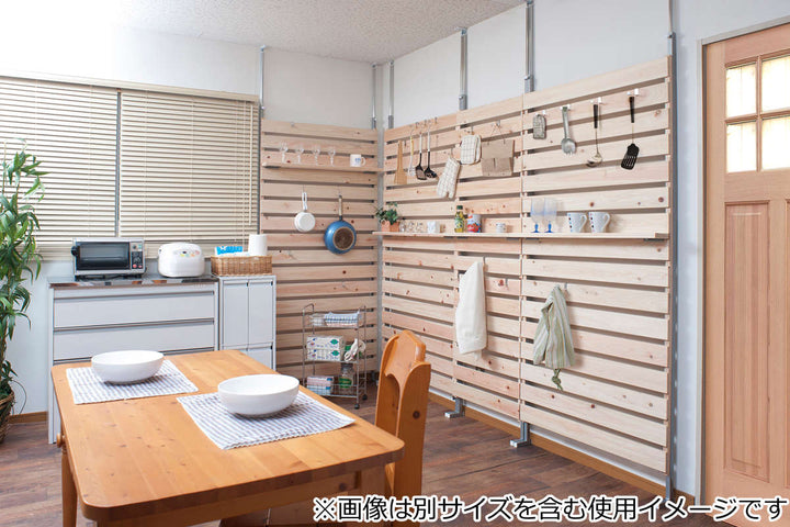 突っ張りラックひのき製幅90cm