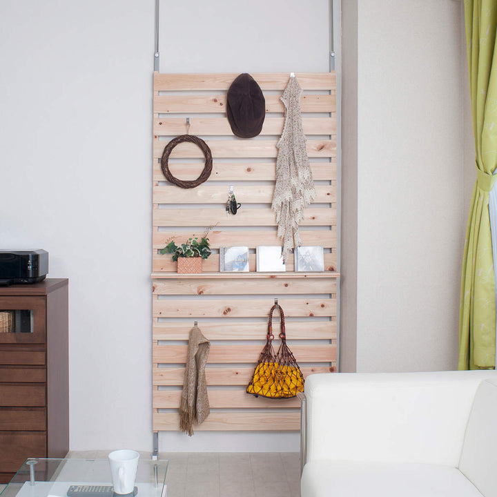 突っ張りラックひのき製幅90cm