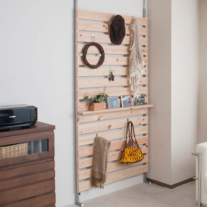 突っ張りラックひのき製幅90cm