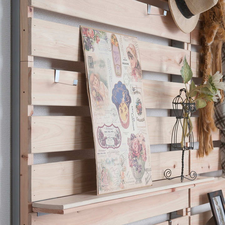 突っ張りラックひのき製幅90cm