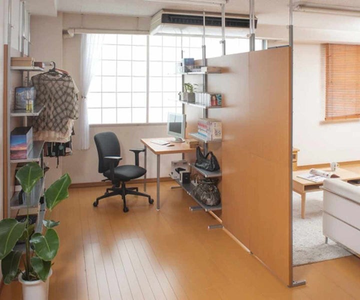 突っ張りパーテーションデスクタイプ棚付幅90cm