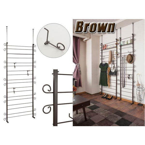 突っ張りラックラダーラックカーリーデザイン幅90cm