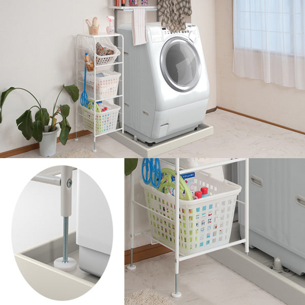 キャスター付きバスケットワゴン3段天板無し