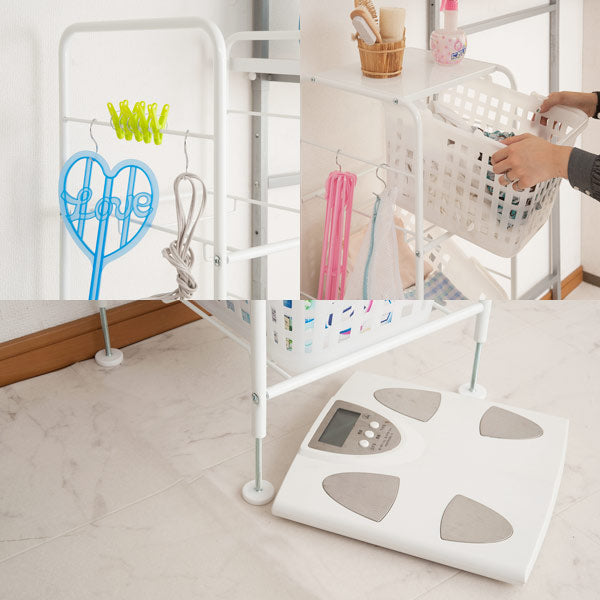 キャスター付きバスケットワゴン3段天板無し